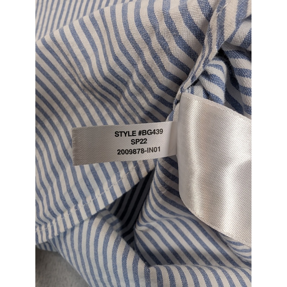 J.Crew Mens Seersucker Short Sleeve Button Down Shirt Blue White Stripe LT BG439 - Picture 8 of 11
